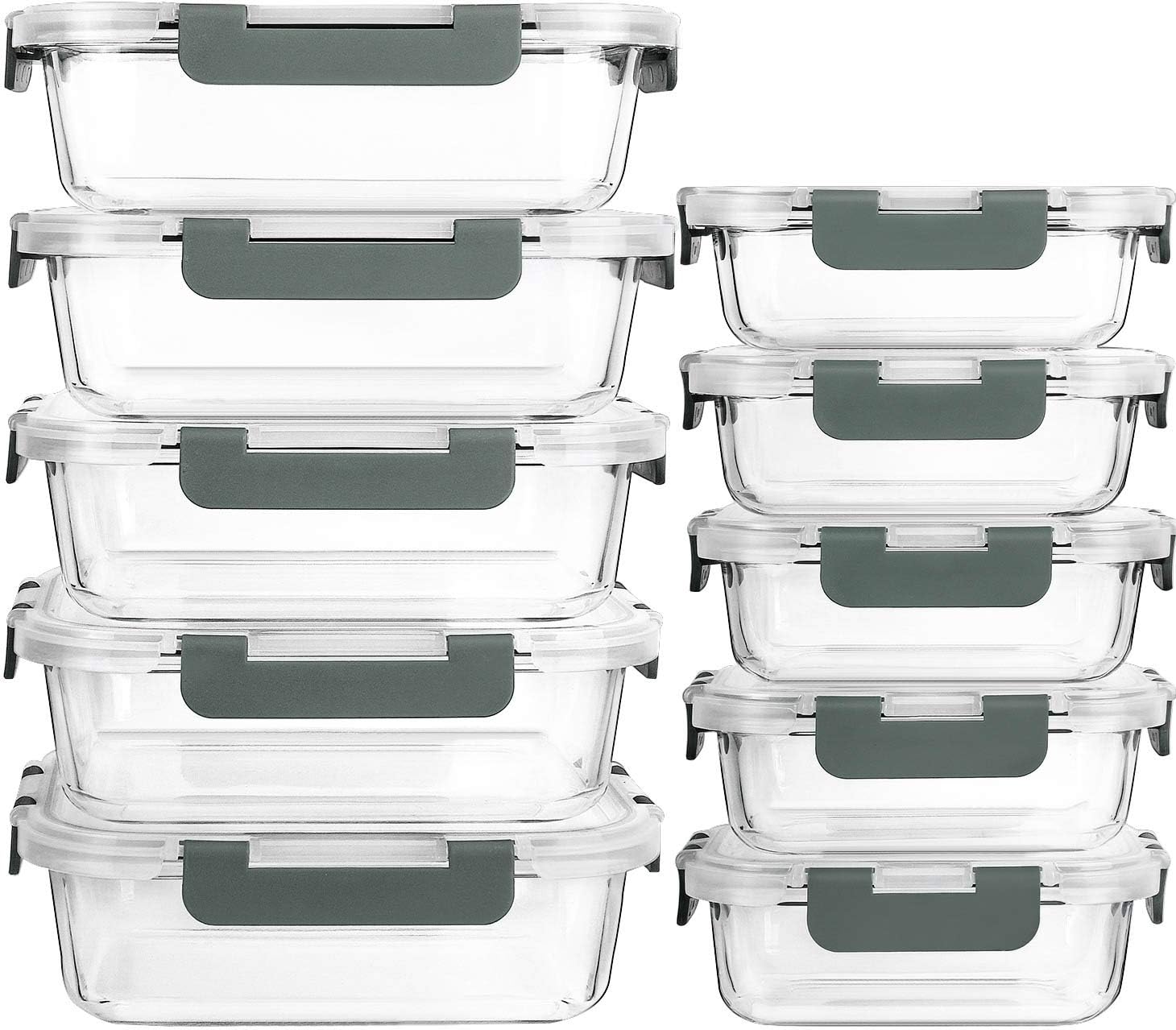 10-Pack Glass Storage Containers with Lids