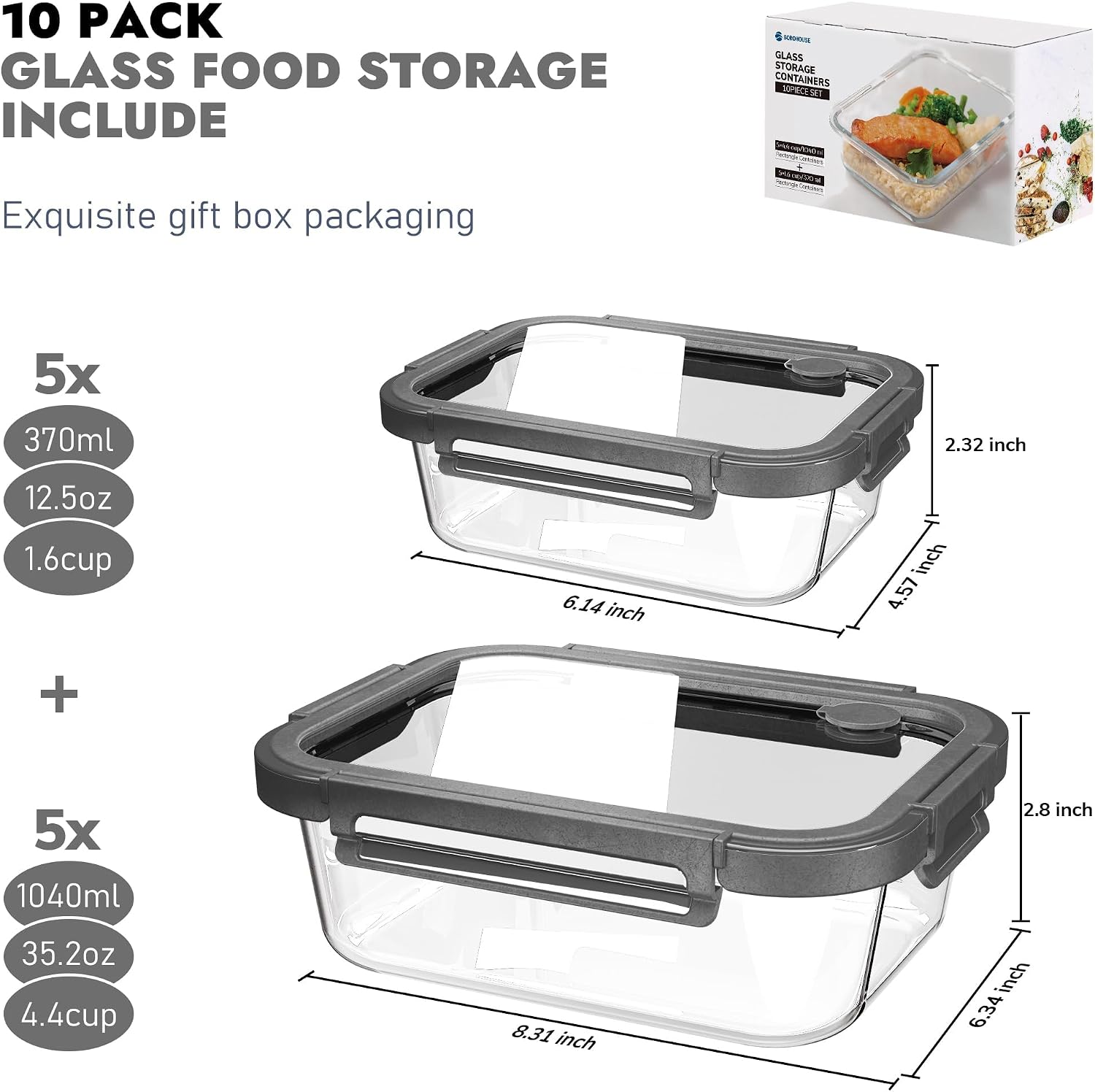 10-Piece Borosilicate Glass Container Set