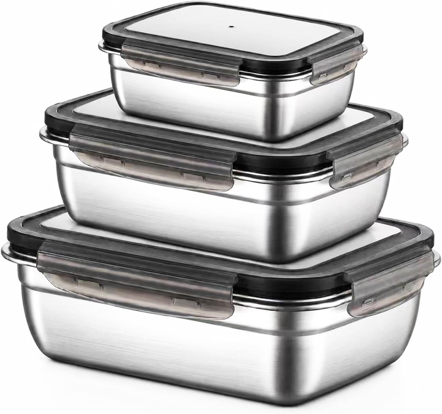 3-Pack Steel Food Containers with Lids