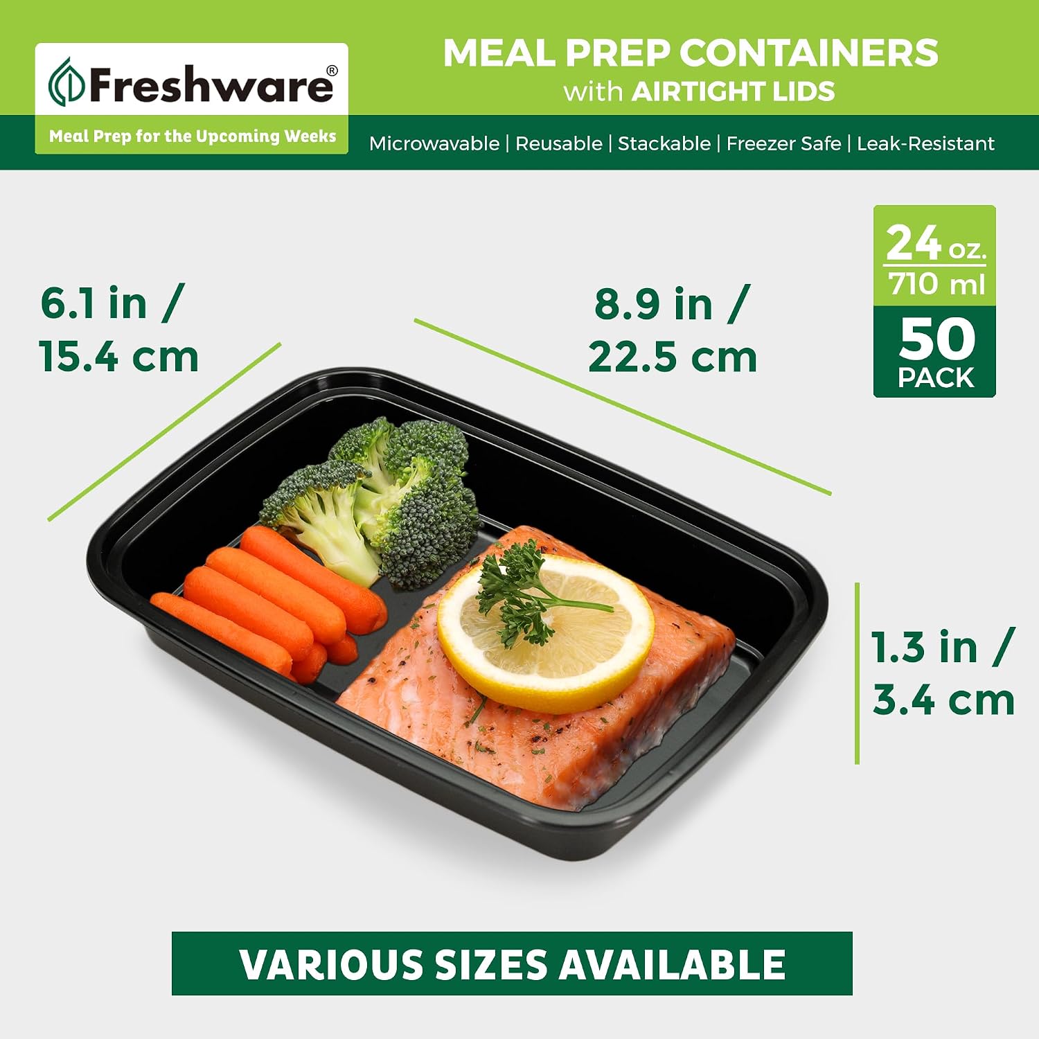 50-Pack Single Compartment Food Containers