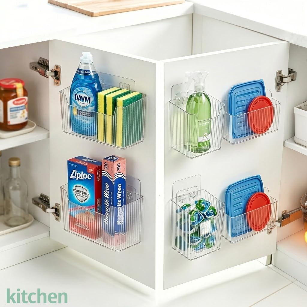 6-Pack Clear Adhesive Storage Bins