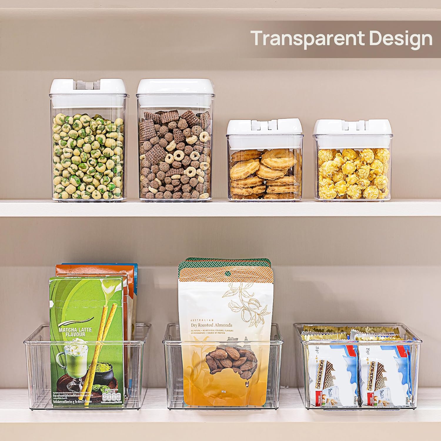 8-Pack Clear Multi-Compartment Organiser Bins