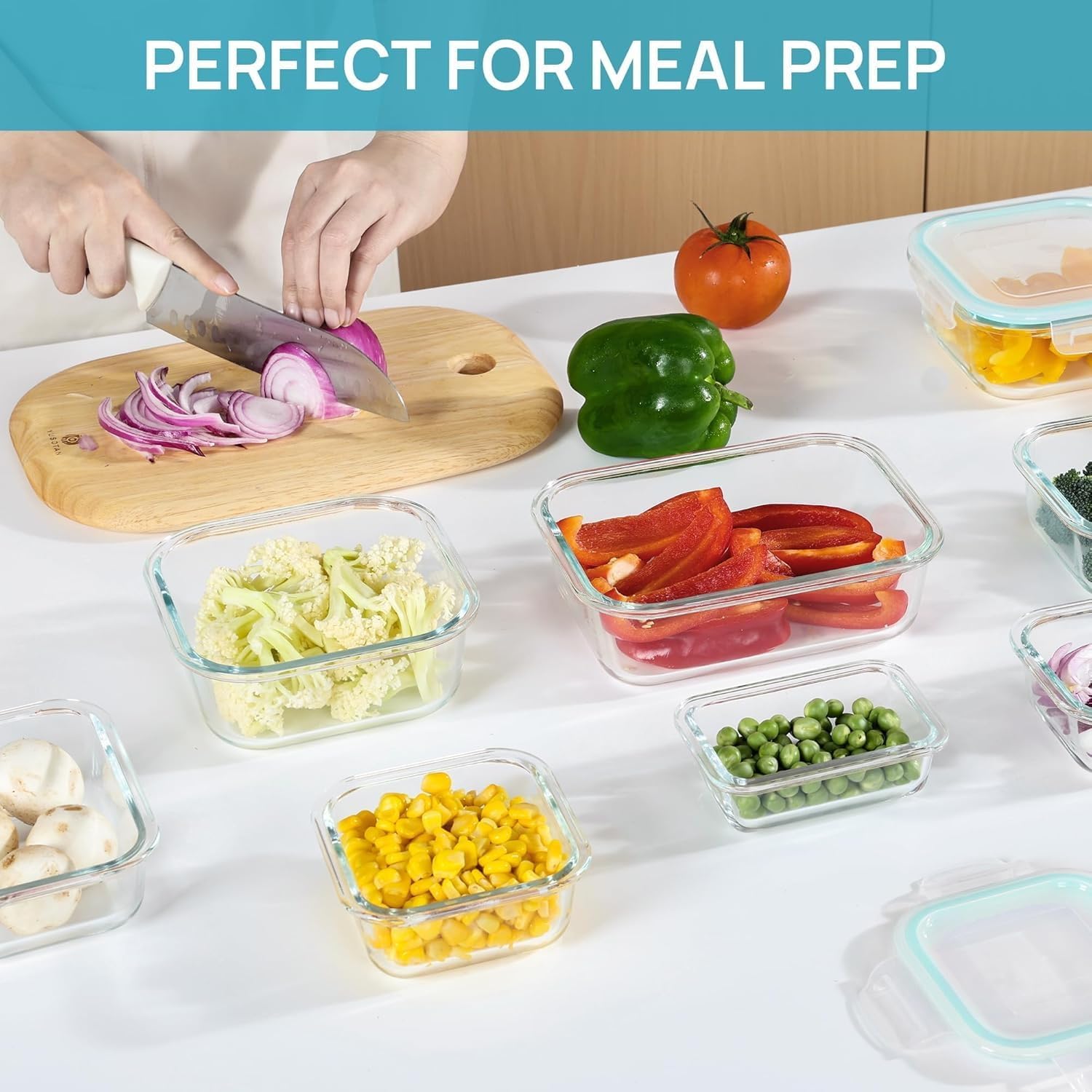 8-Pack Glass Food Storage Containers with Lids