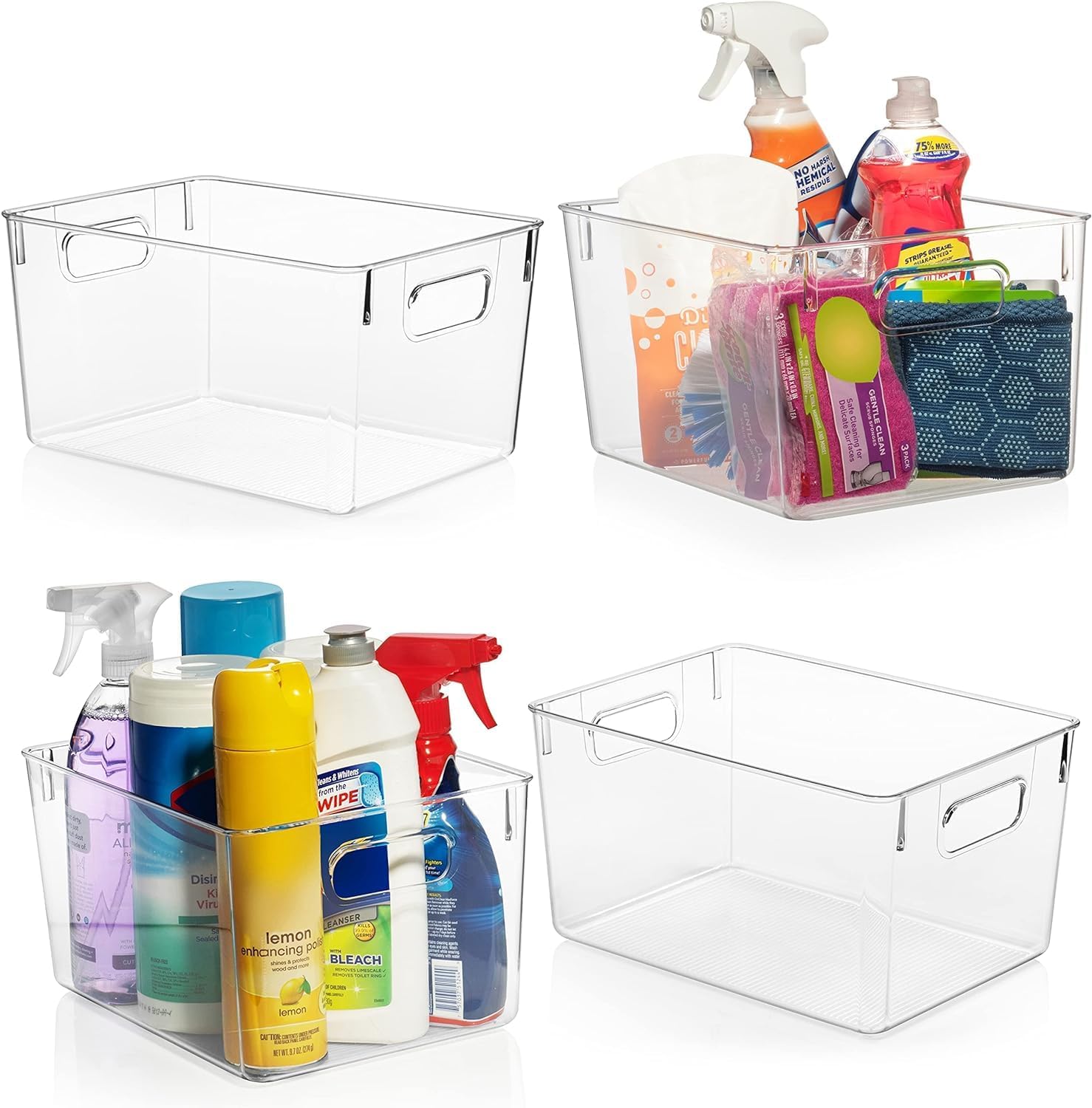 Clear Plastic Storage Bins with Handles