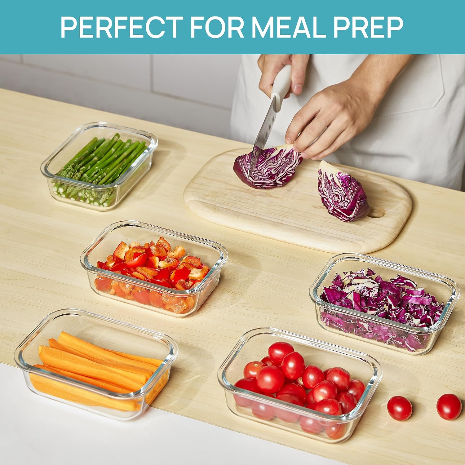 Five-Pack Glass Food Containers
