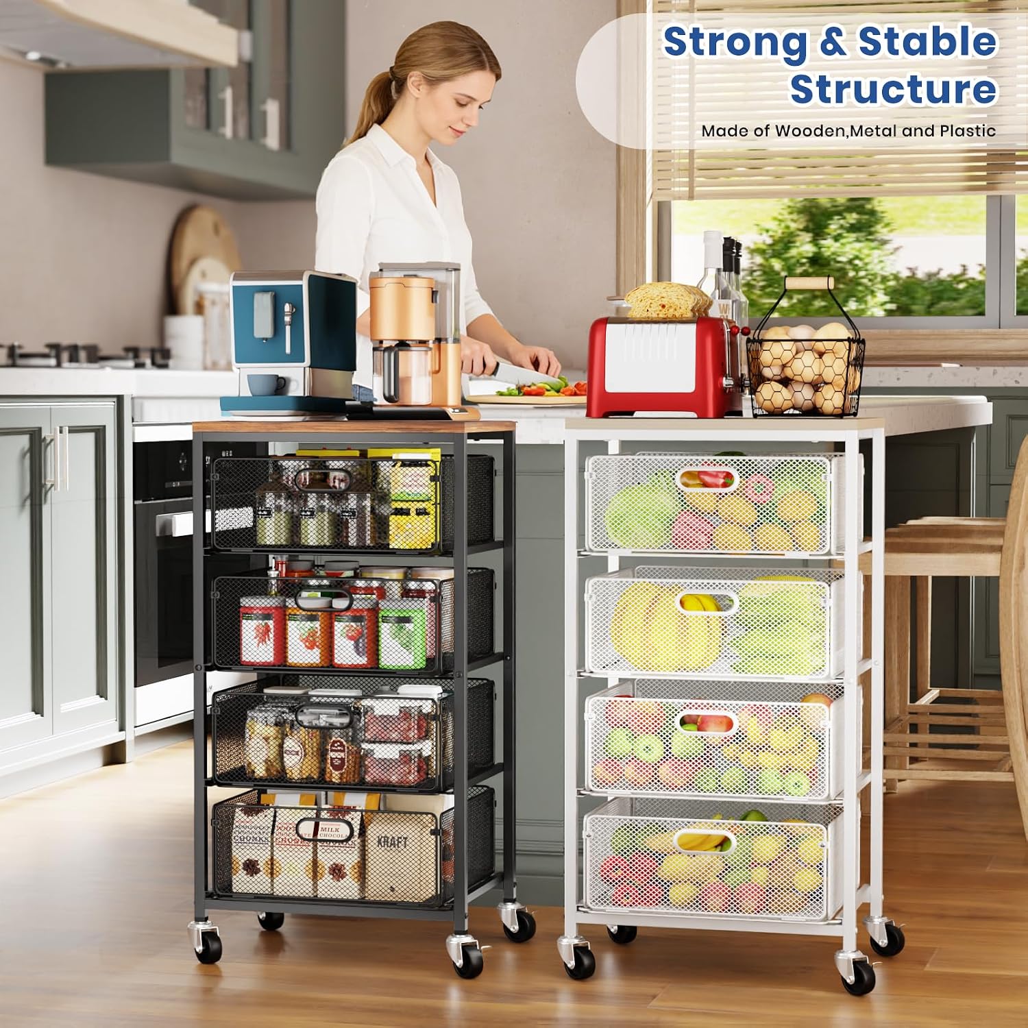Four-Tier Rolling Utility Cart