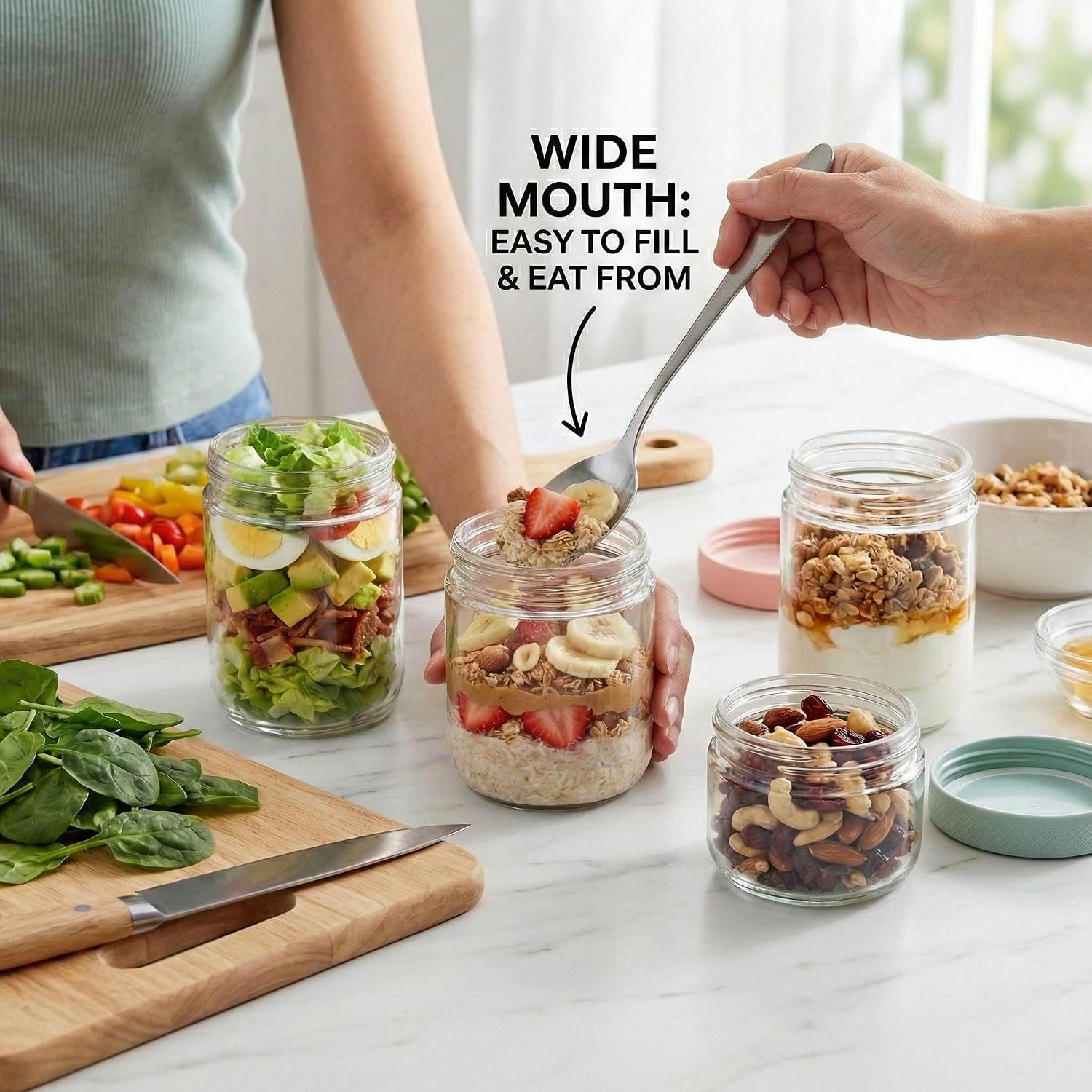 Six-Pack Glass Jars with Airtight Lids