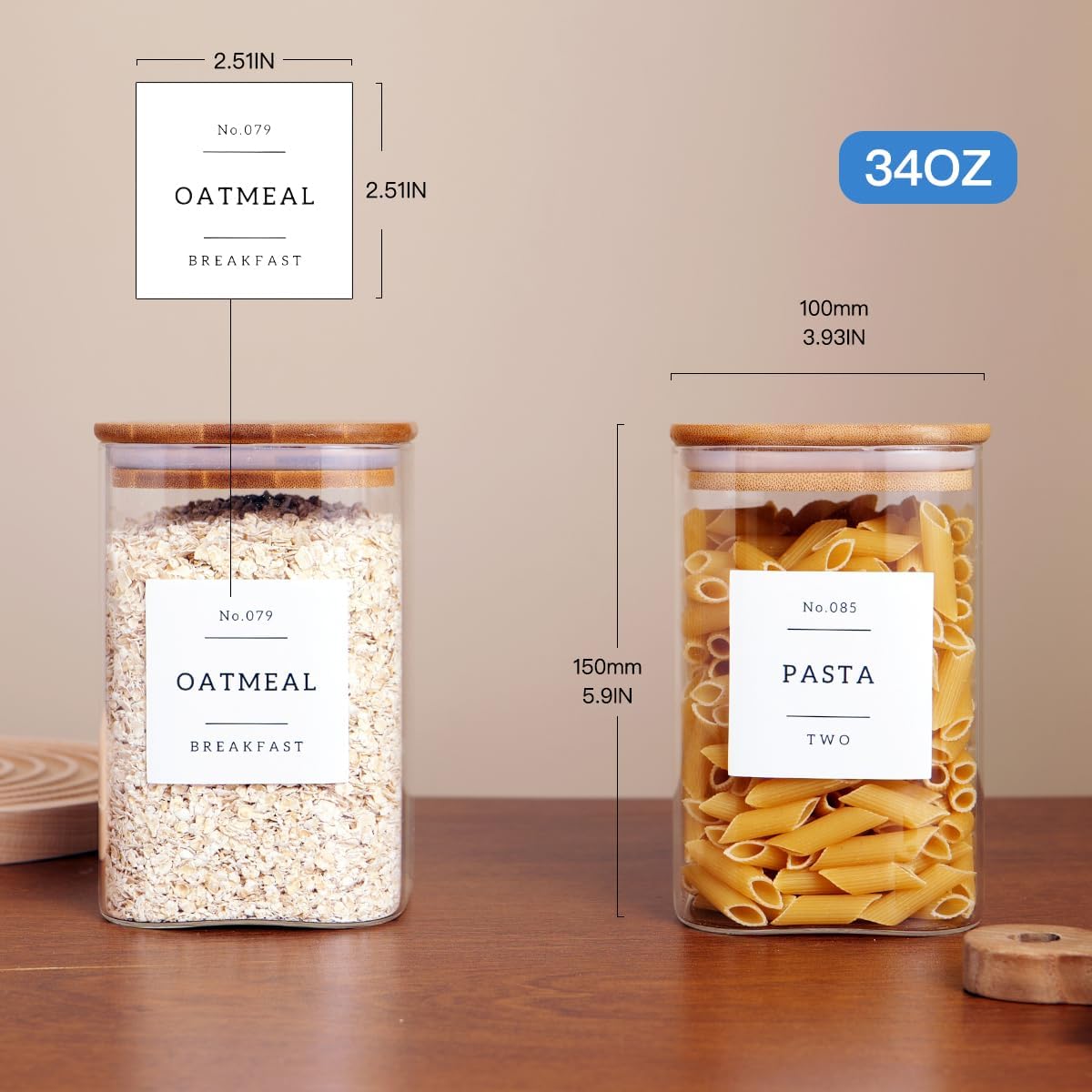 Six-Pack Square Glass Jars with Lids