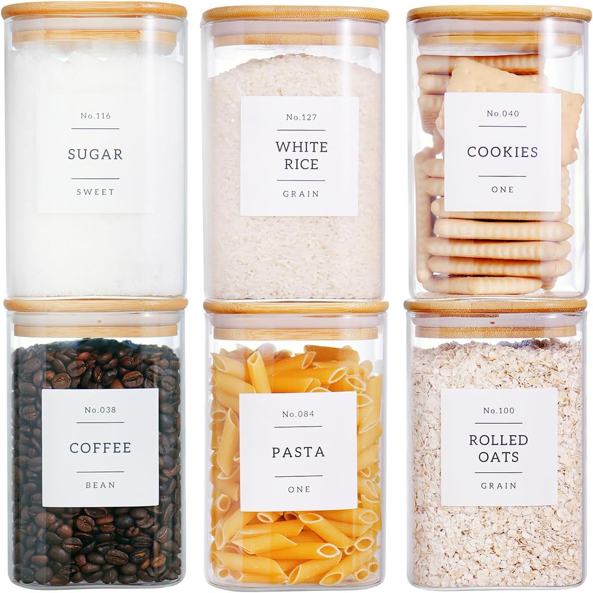 Six-Pack Square Glass Jars with Lids