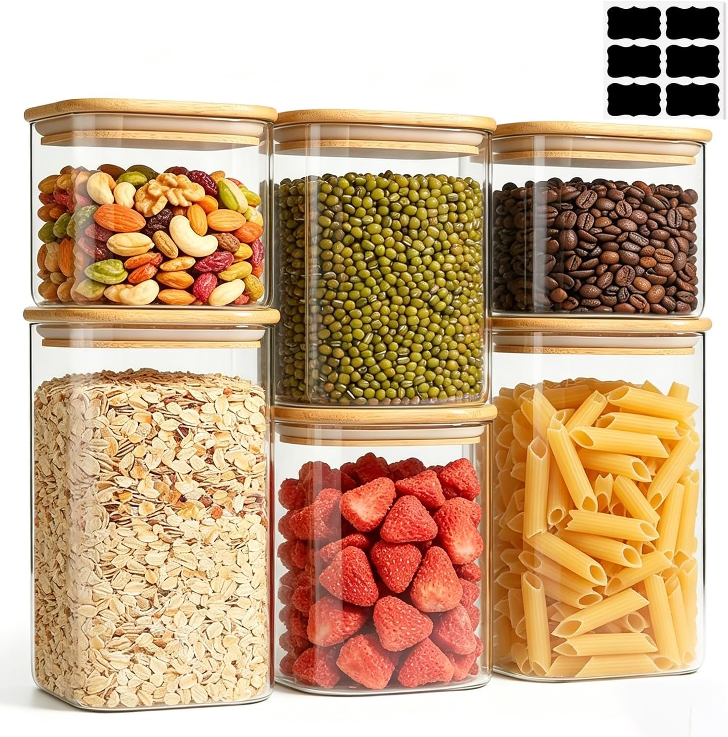 Six-Piece Glass Pantry Canister Set
