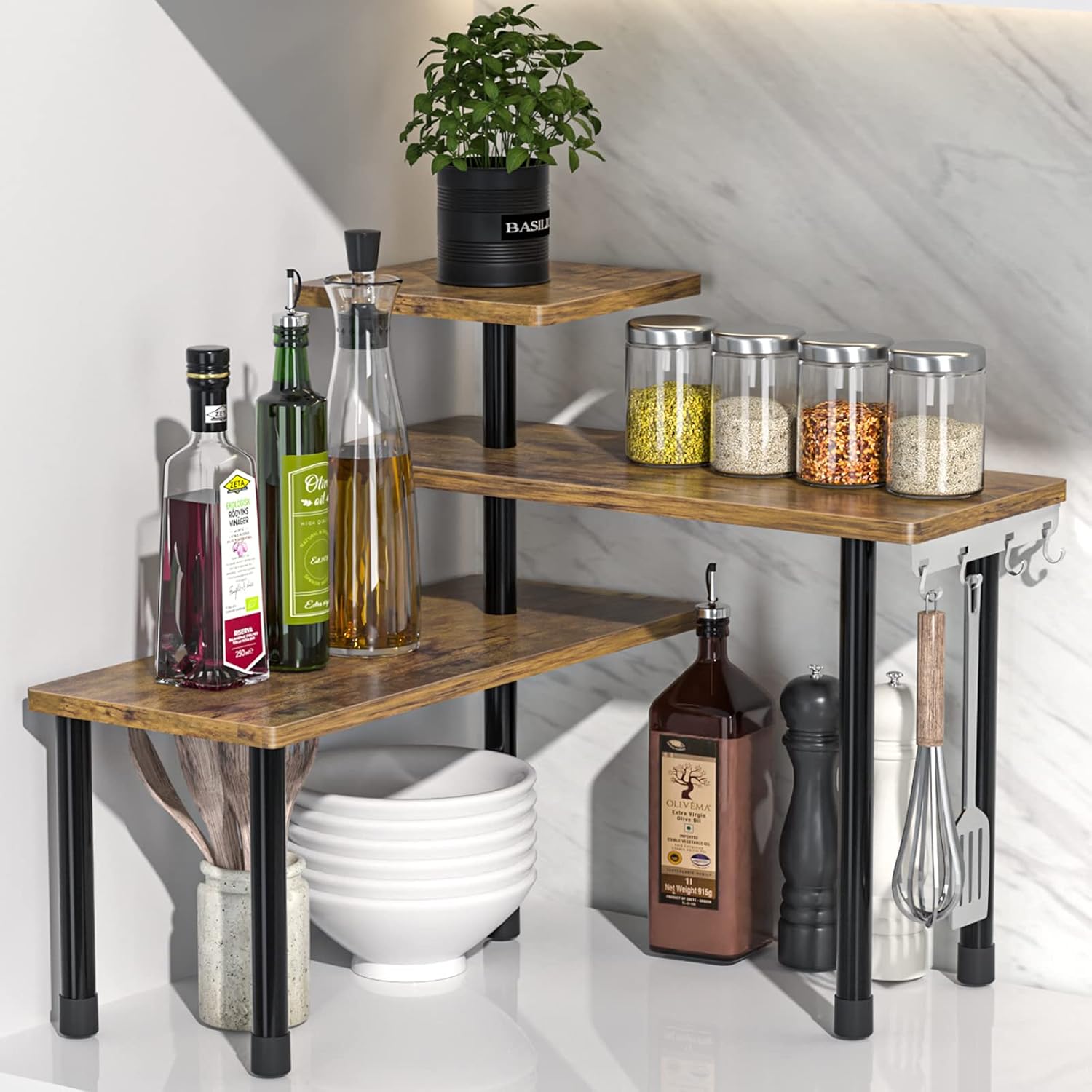 Three-Tier Rustic Corner Organiser