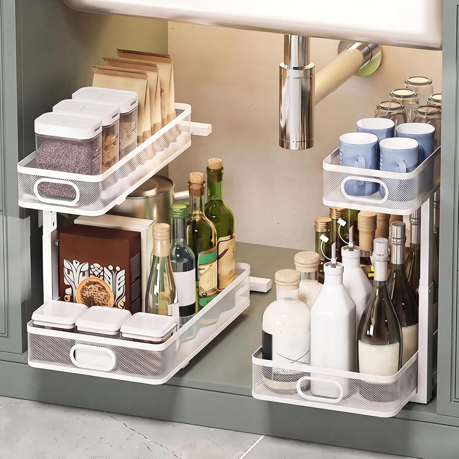 Two-Pack Sliding Cabinet Organisers