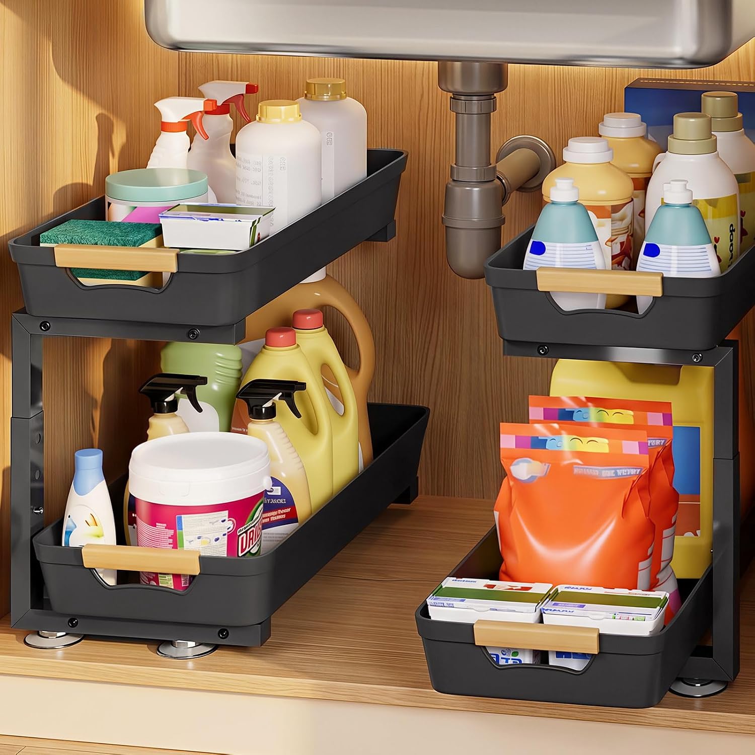 Two-Pack Sliding Under Sink Organisers