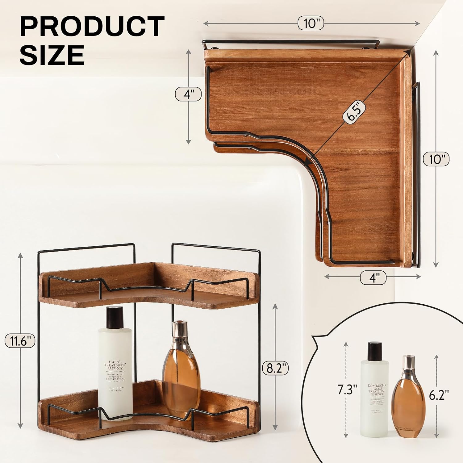 Two-Tier Wooden Corner Shelf